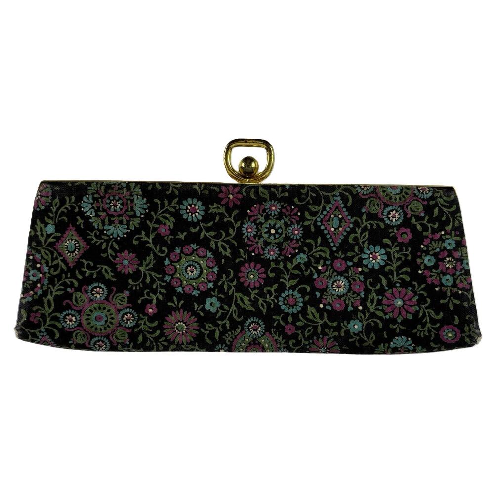 Vintage Eyeglass Case Retro Pattern with Gold Frame